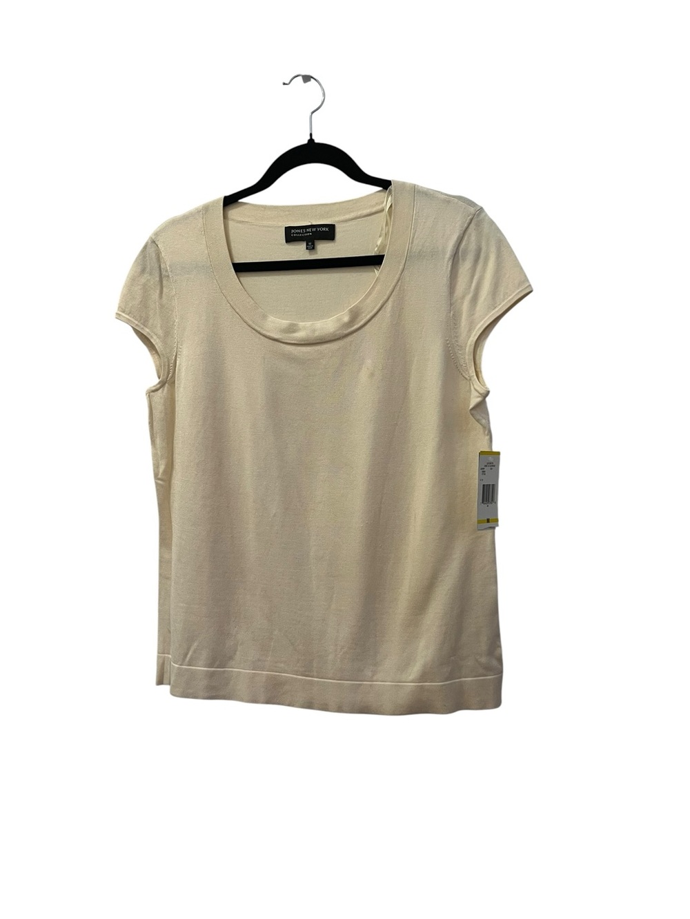 NWT Jones New York Collection Silk Blend Cream Short Sleeve Scoop Neck Tee